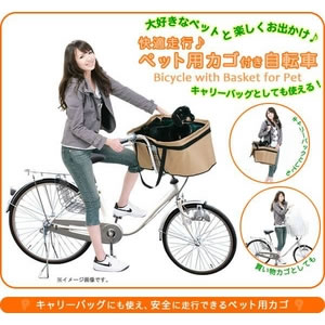 【送料無料】 大きなカゴ!ペットキャリーバッグつき 20インチ自転車 シルバー